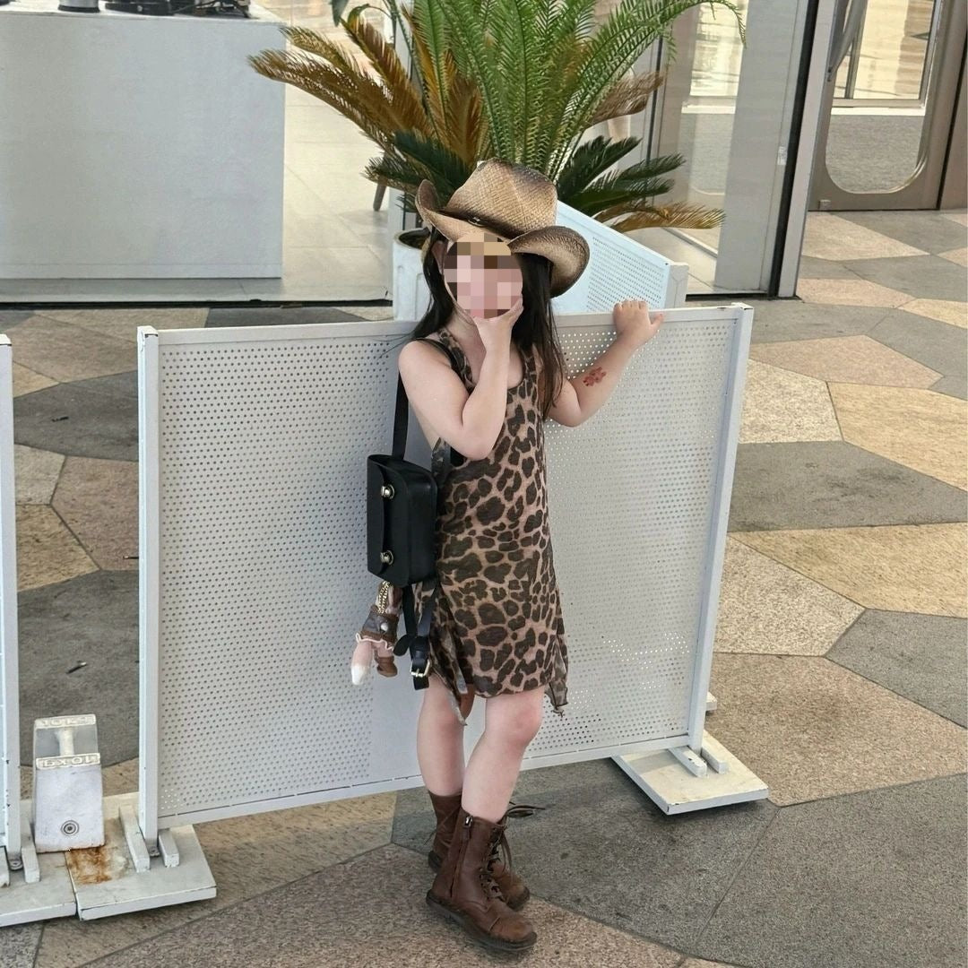 Children's Summer Fashionable Vest Halter Leopard Print Skirt Children's Dress