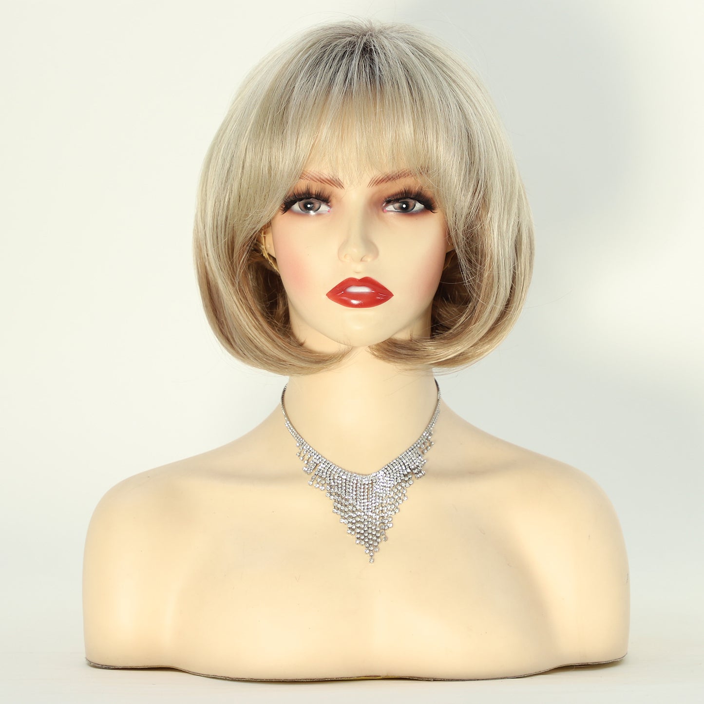 Gradient Golden Inner Buckle Chemical Fiber Wig Short Straight Hair