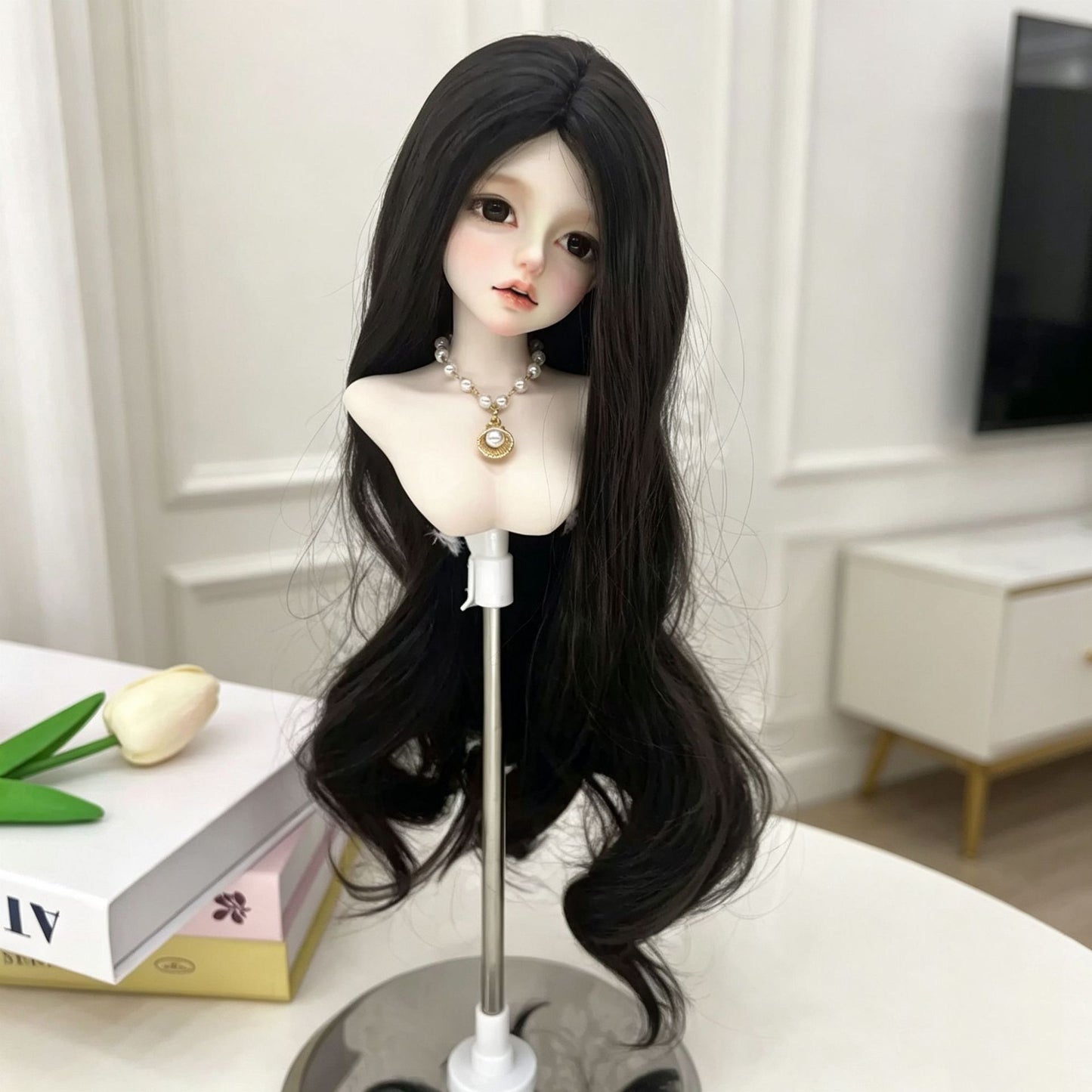 Doll Female Bangs Curly Big Wave Wig Long Curls