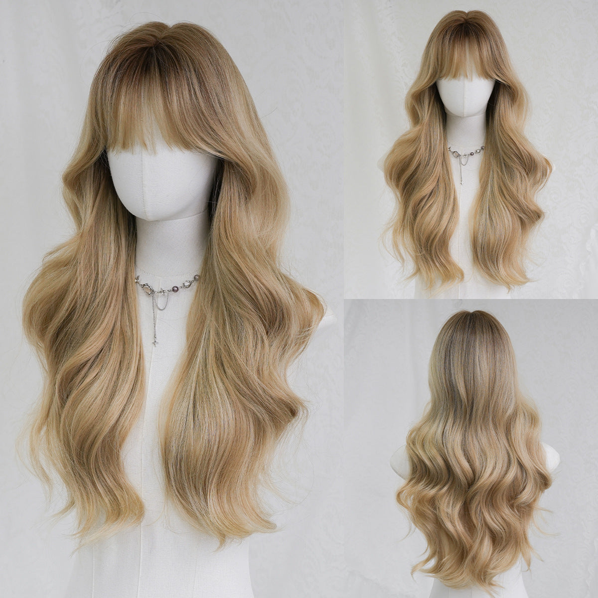 Super Brown Female Big Wave Curly Hair Daily Use Natural Wig Long Curls