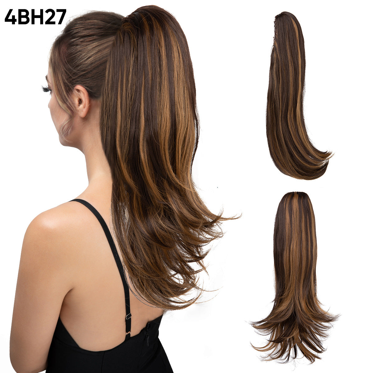 Women's Short Hair Chemical Fiber Height Natural Fluffy Long Curly Jaws Wig Ponytail