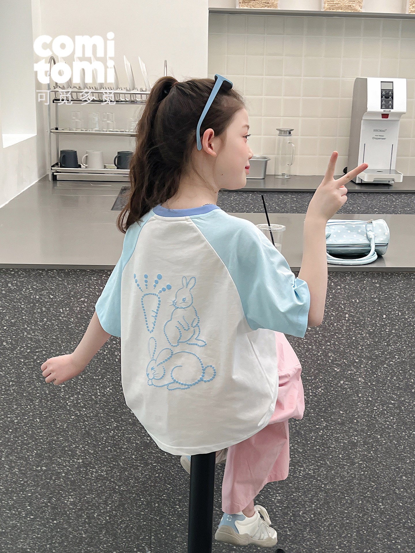 Children's Teens Short Sleeve Top Shirt Trendy Wear Loose Western Style Children's T-shirt