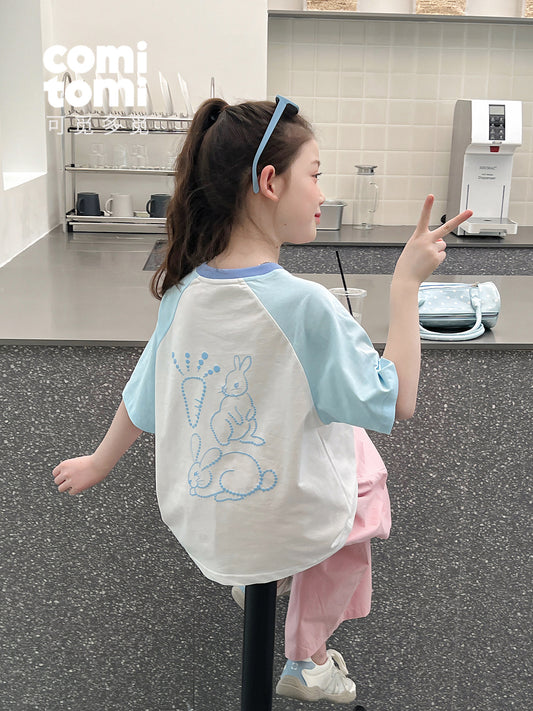 Children's Teens Short Sleeve Top Shirt Trendy Wear Loose Western Style Children's T-shirt