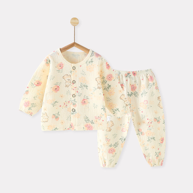 Children's Summer Thin Long-sleeved Pajamas Split Clothes Two-piece Children's Suit