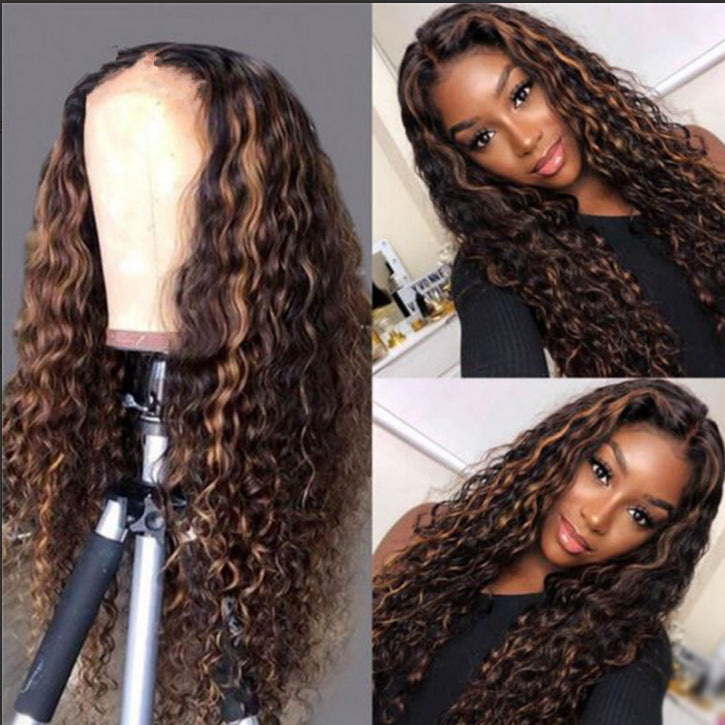 Twist Chopsticks Black Rose Net Split African Head Wig Long Curls
