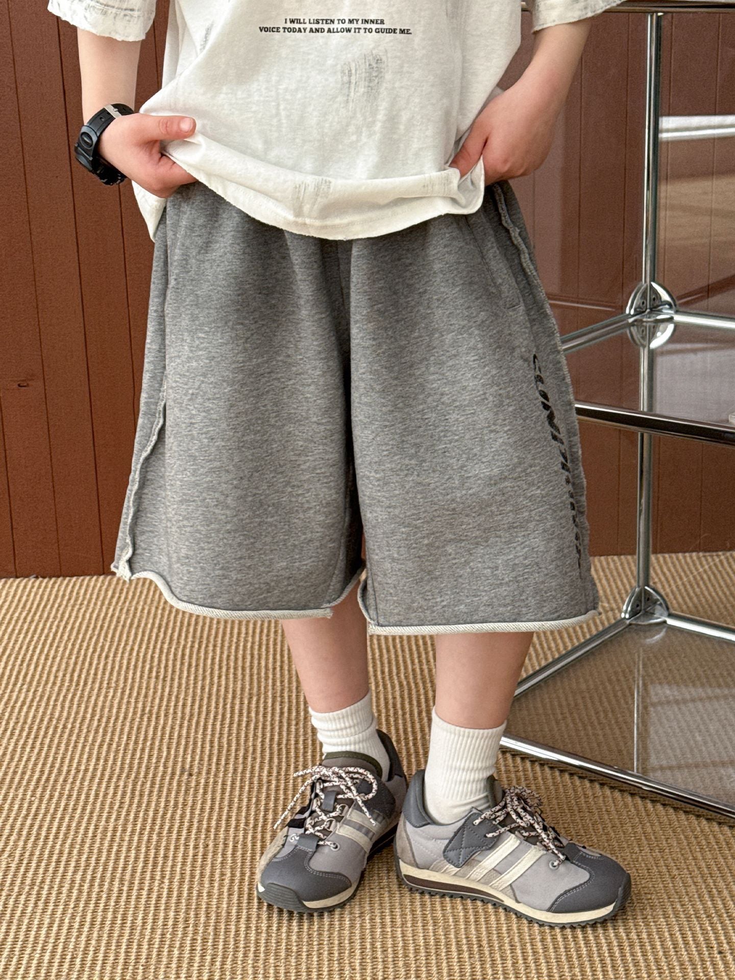 Summer Korean Style Fashionable Letters Printed Daily Children's Pants
