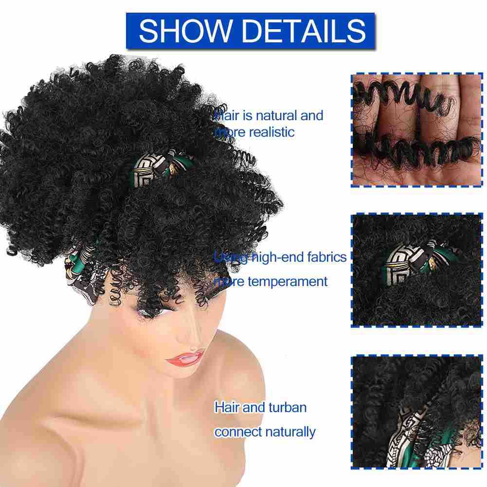 Women's African Small Bangs Integrated Headband Chemical Wig Short Curly Hair