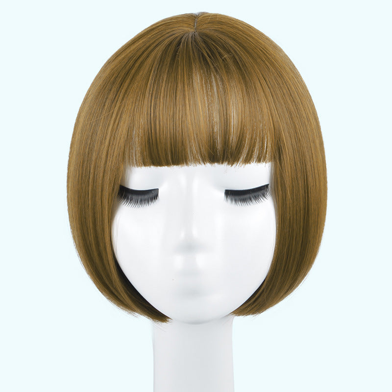 Women's Rose Net Natural Inner Buckle Cute Wig Short Straight Hair