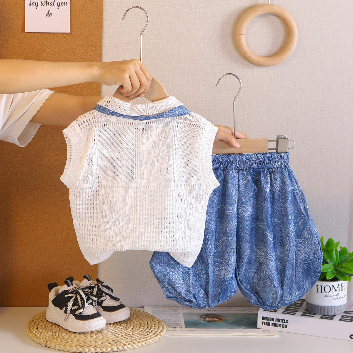 Children's Style Sleeveless Handsome Korean Vest Shorts Children's Suit