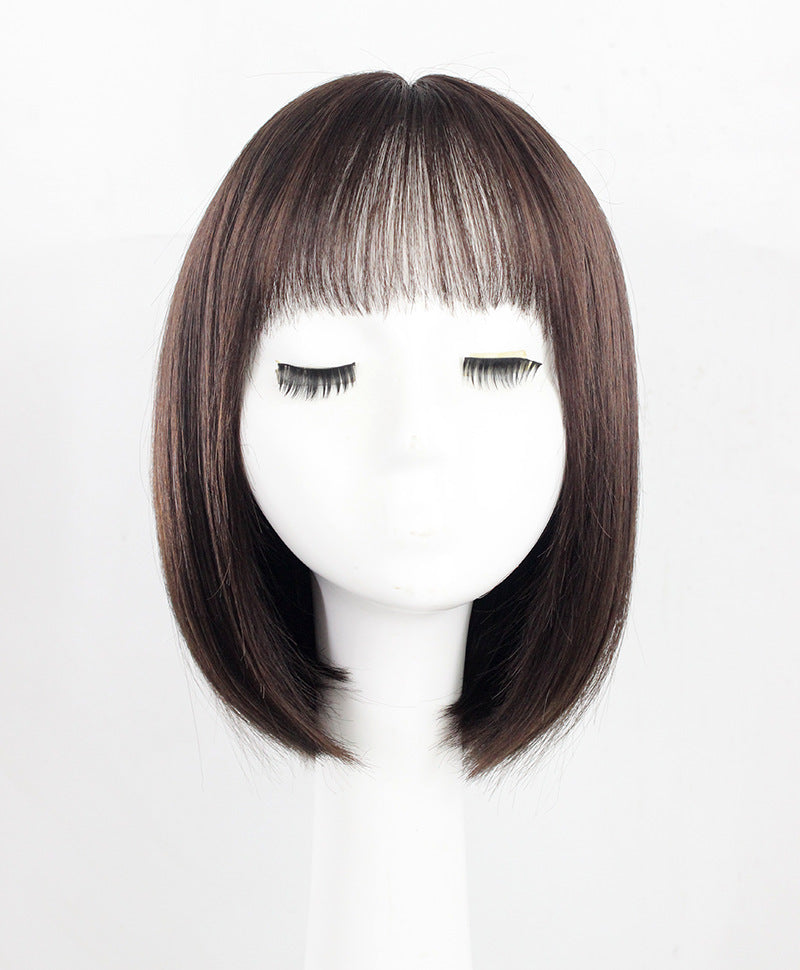 Women's Straight Set Front Lace Imitation Delivery Needle French Bangs Real Hair Wig