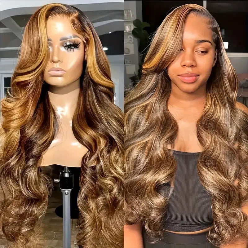 Front Lace Female Highlight Gradient Big Wave Wig Long Curls