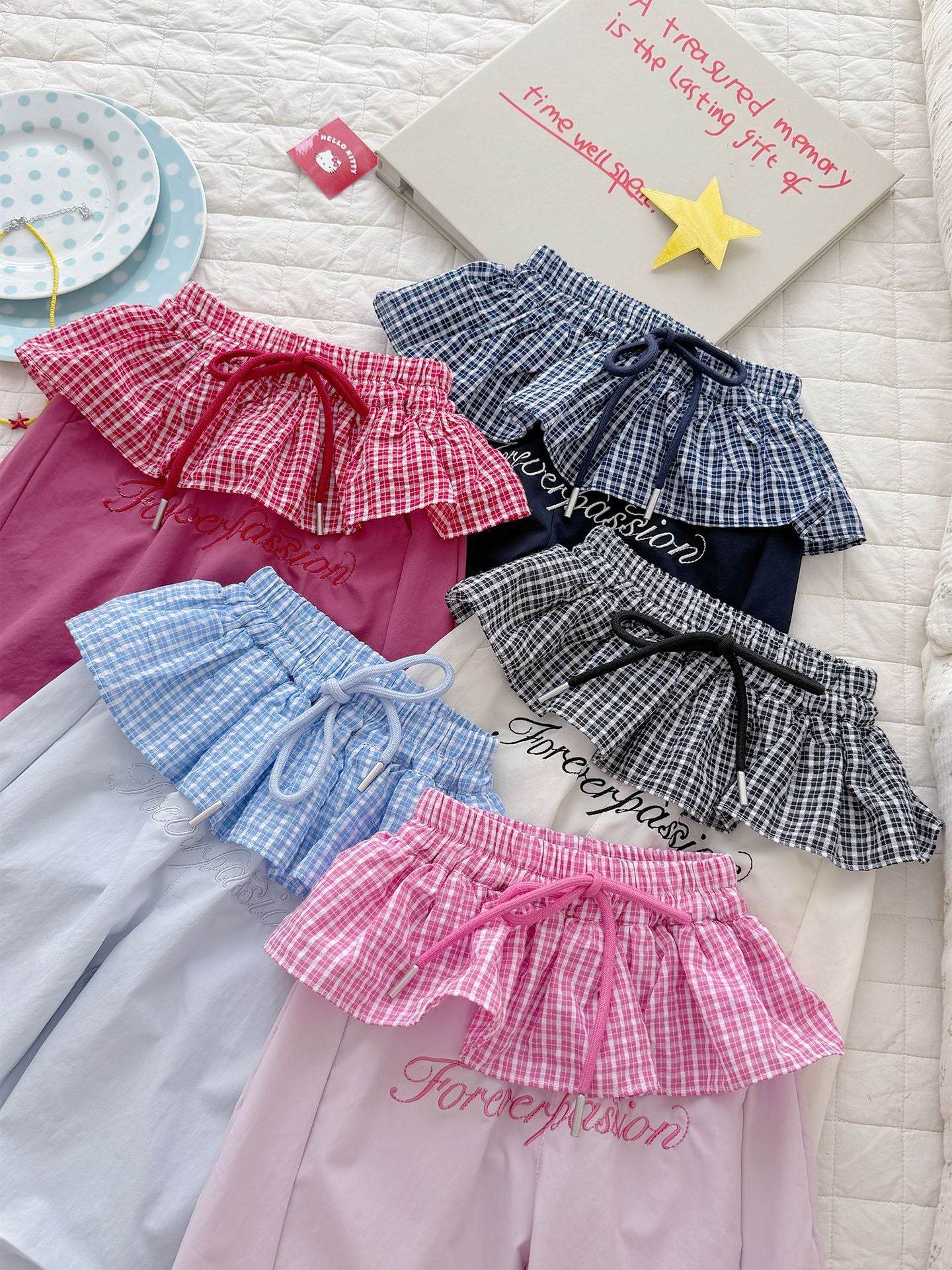 Children's Ice Silk Summer Plaid Skirt Mute Children's Pants