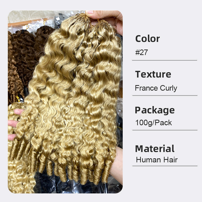 Casual Charming Crochet Human French Roll Real Hair Wig