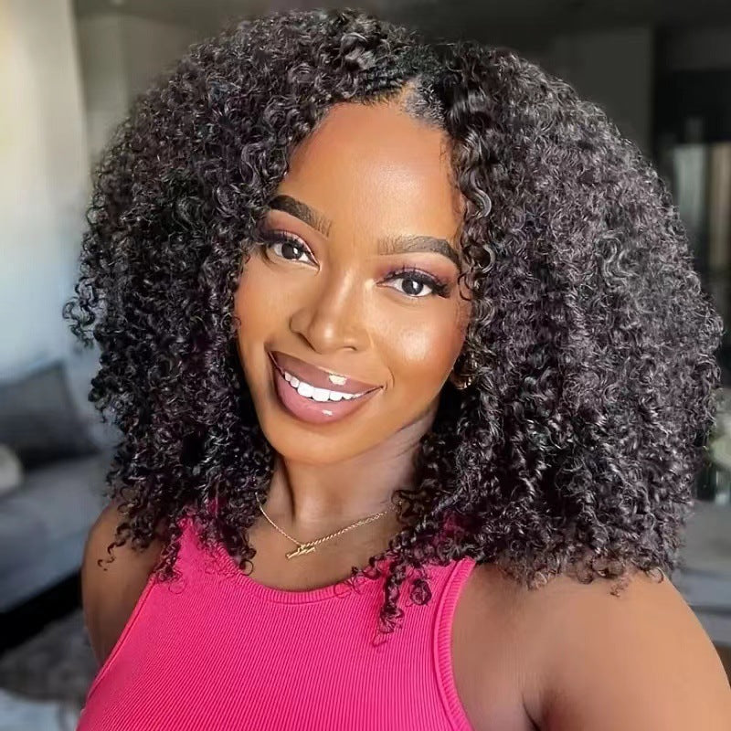 Women's Fashion African Afro Black Fiber Chemical Wig Short Curly Hair