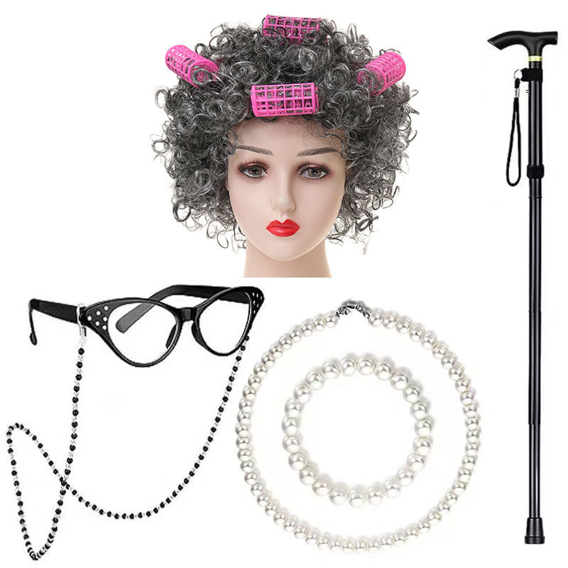 School Day Grandma Sheath Halloween Grandpa Cos Wig