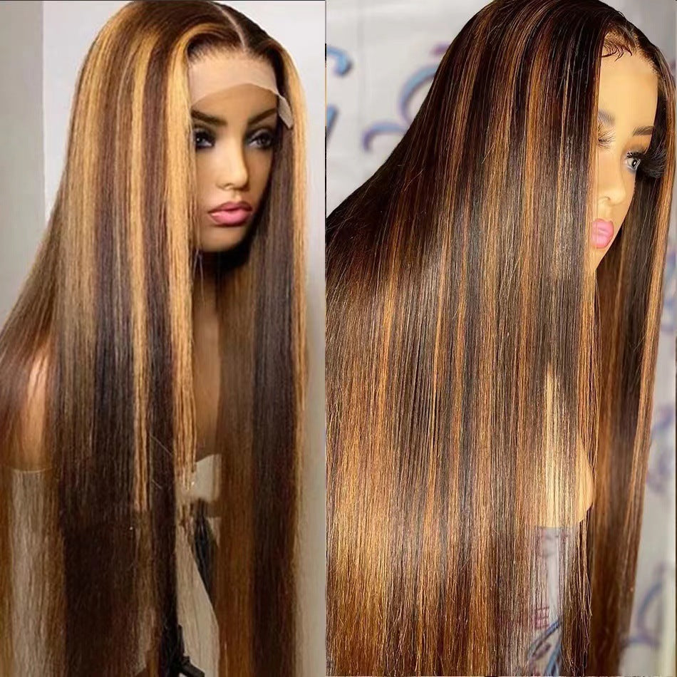 Lace Hair Brown Gradient Sheath Fiber Long Straight Wig