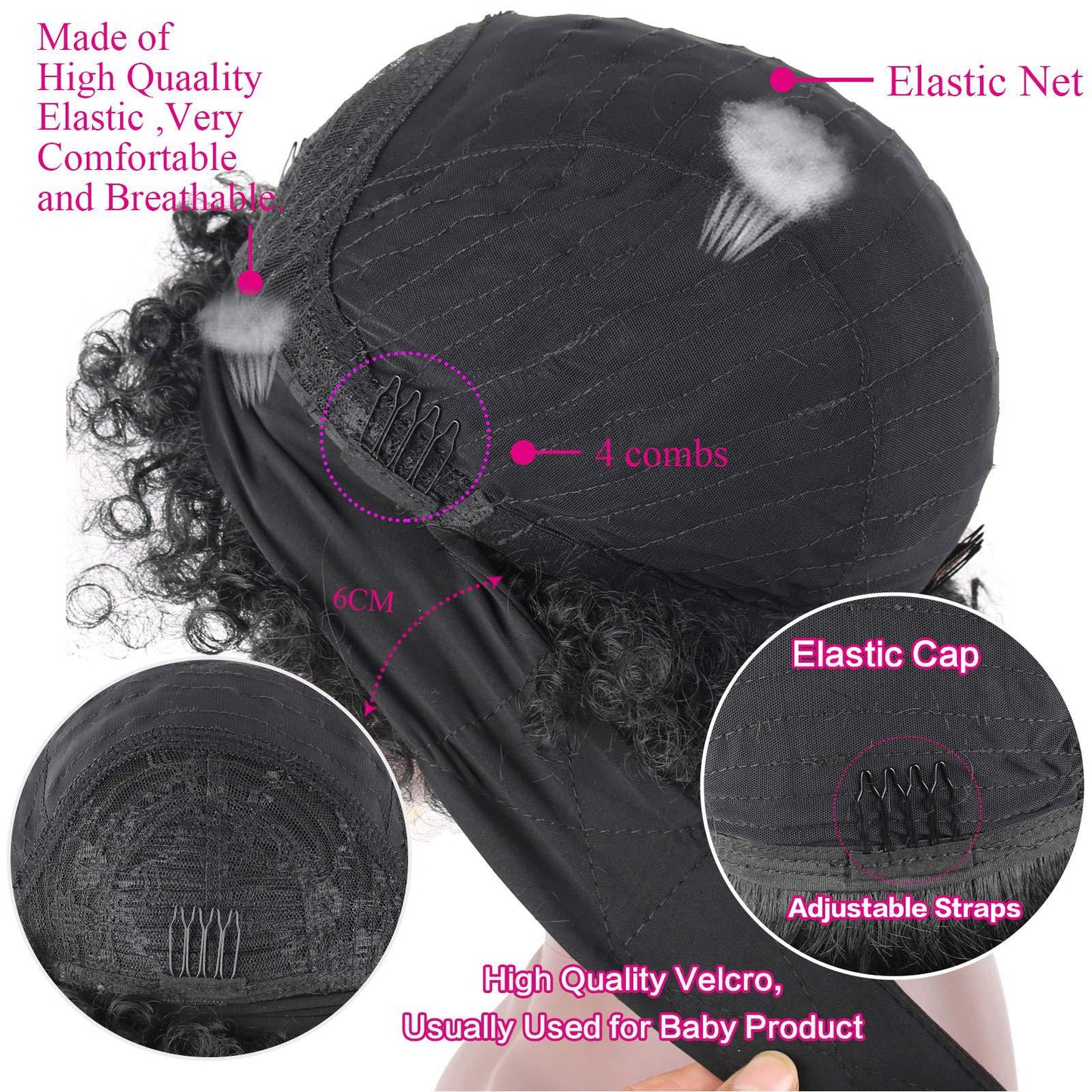 African Fluffy Afro Small Ice Ribbon Wig Short Curly Hair