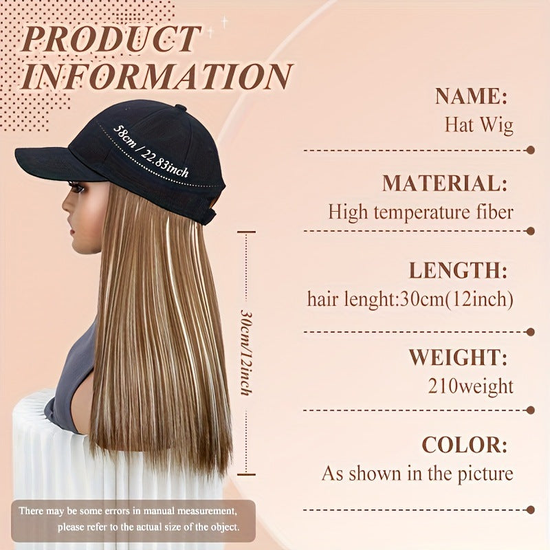 One-piece Hat Short Straight Hair Female Collarbone Length Haircut Wig Long Curls