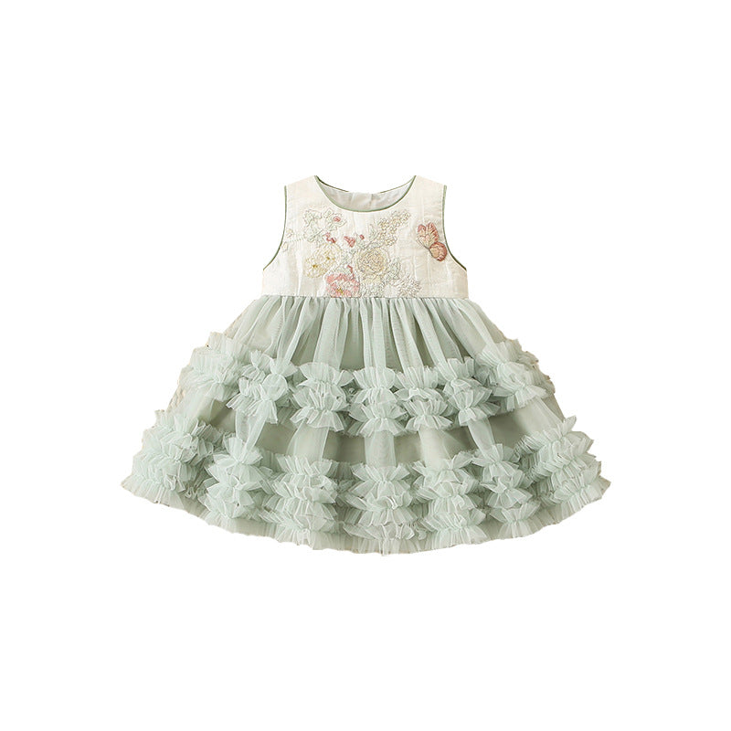 Summer Sweet Little Flower Vest Princess Children's Dress