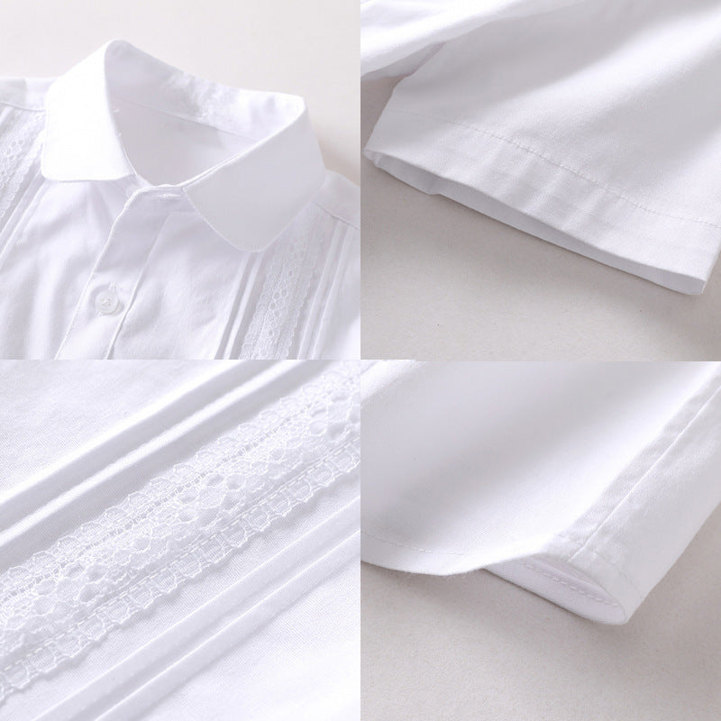 White Summer Thin Primary School Watch Show Uniform Children's Shirt