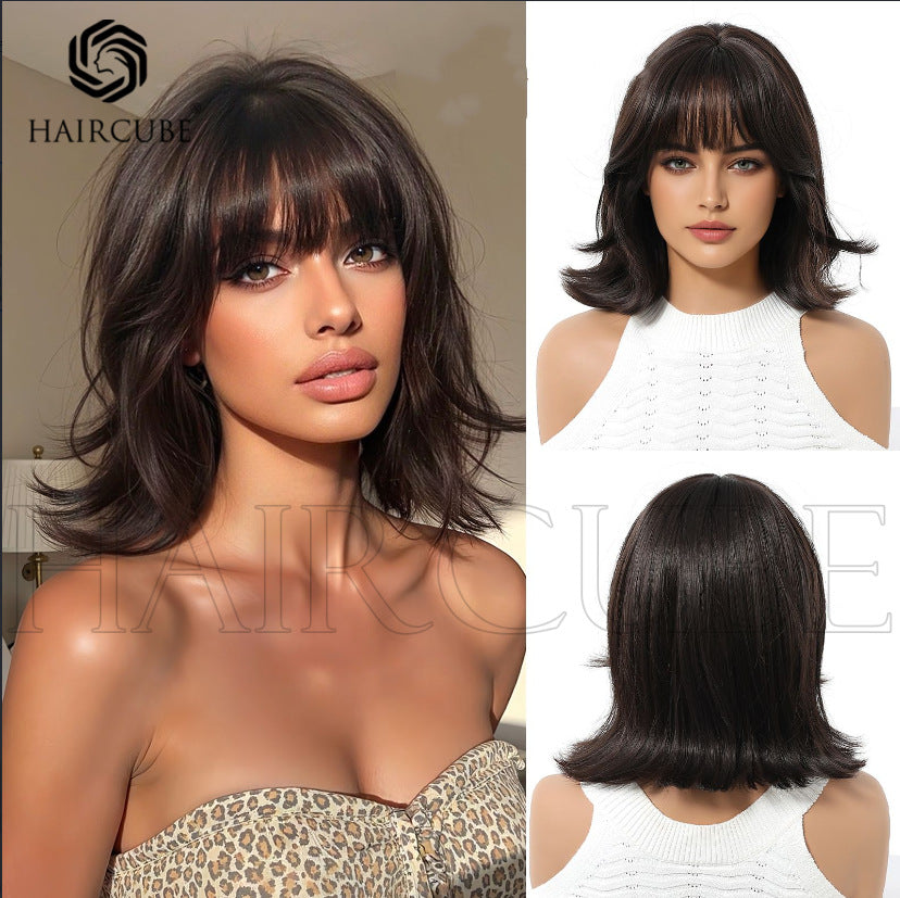 Broken Short Straight Hair Black Purple Anime Mechanism Chemical Fiber Cos Wig