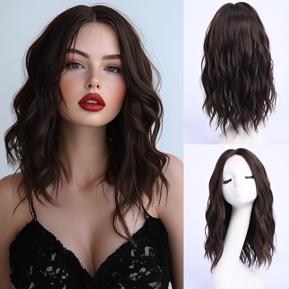 Medium Gradient Golden Curly Hair Female Big Wave Wig Long Curls
