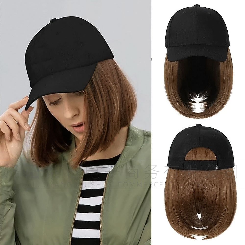 Ladies Hooded Personality Chemical Fiber Head Wig Short Straight Hair