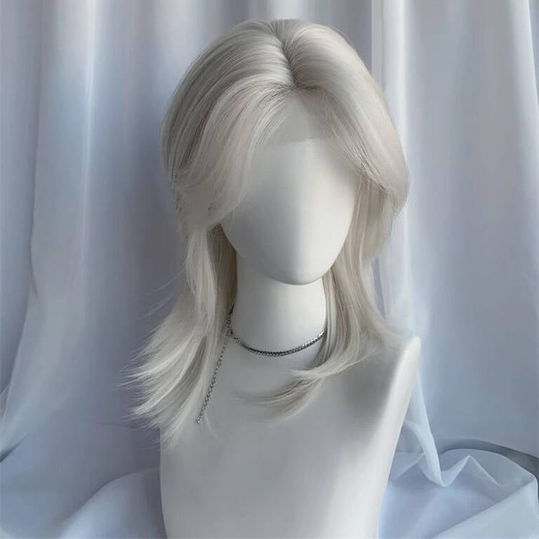 Women's & Men's Wolf Tail Hair Anchovy Head Gradient Dyed Warrior Half Long Straight Wig