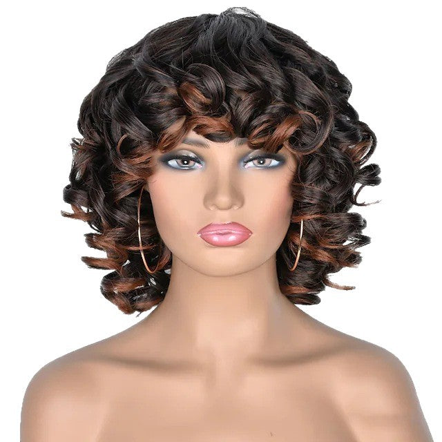 Women's Optional African Small Volume Large Synthetic Wig Short Curly Hair