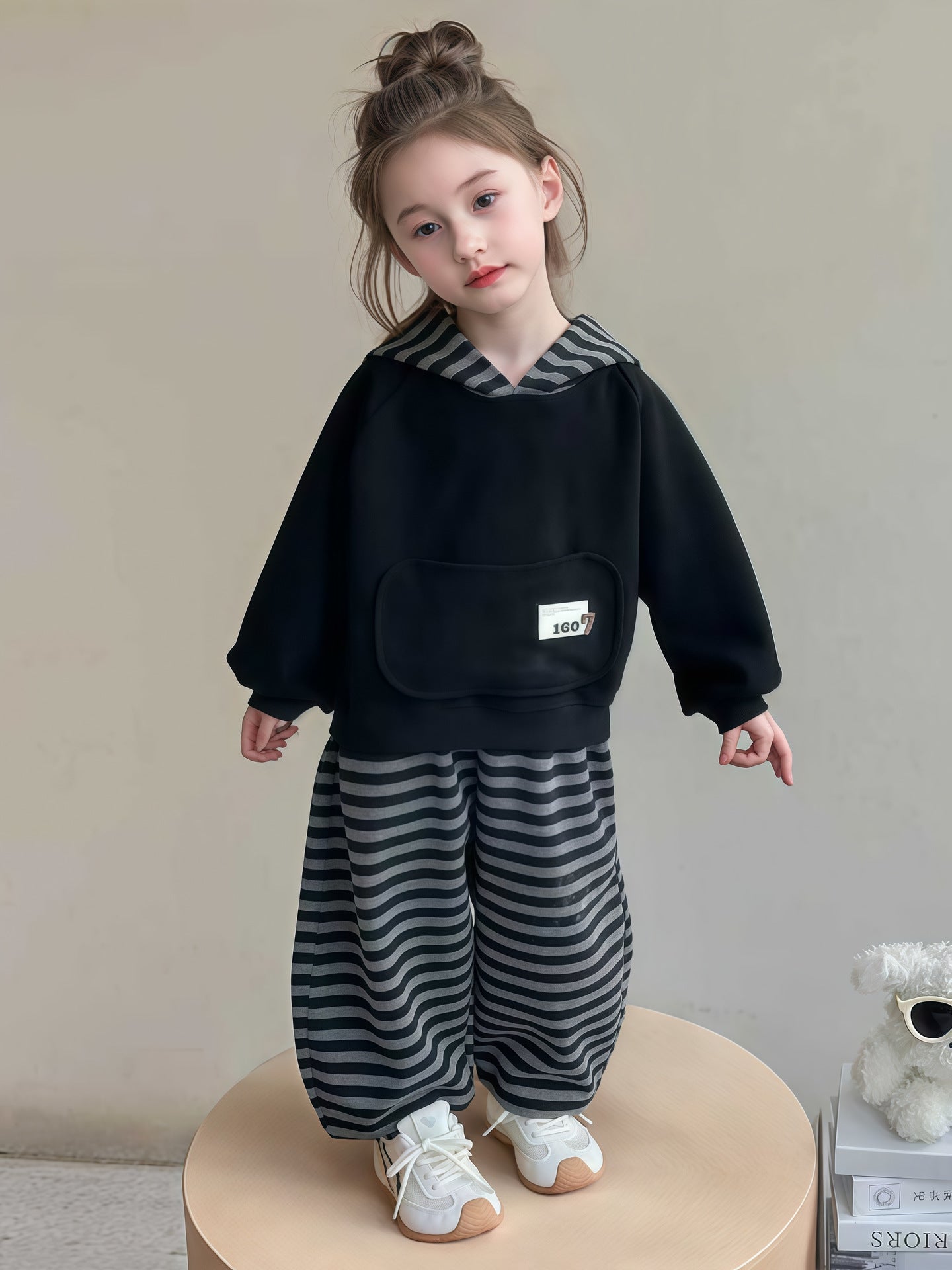 Children's Models Sweatshirt Striped Hoodie Sports Casual Children's Suit
