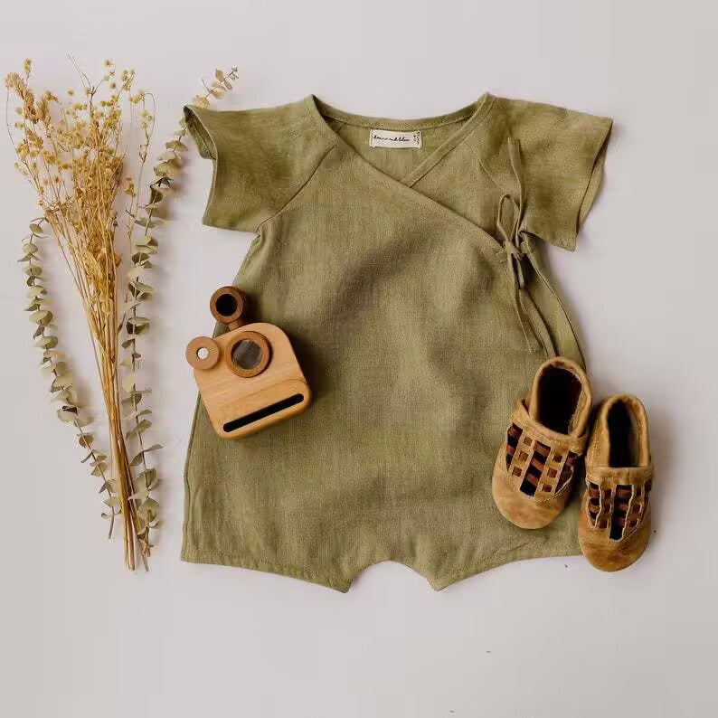 Cotton Short Sleeve Rompers Born Solid Color Jumpsuit, Climbing Suit