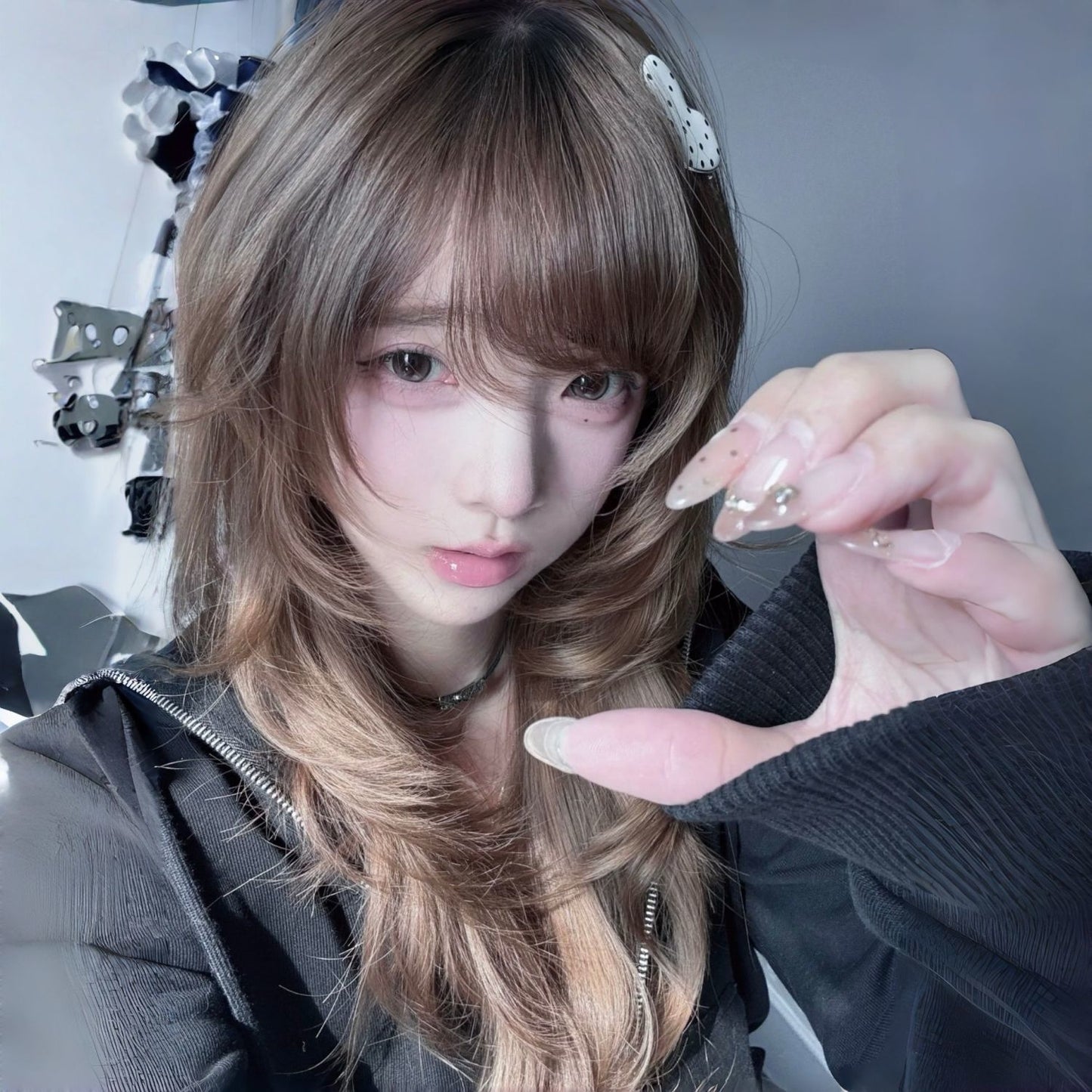 Brown Bangs High Level Atmosphere Ancient Early Feeling Wig Long Curls