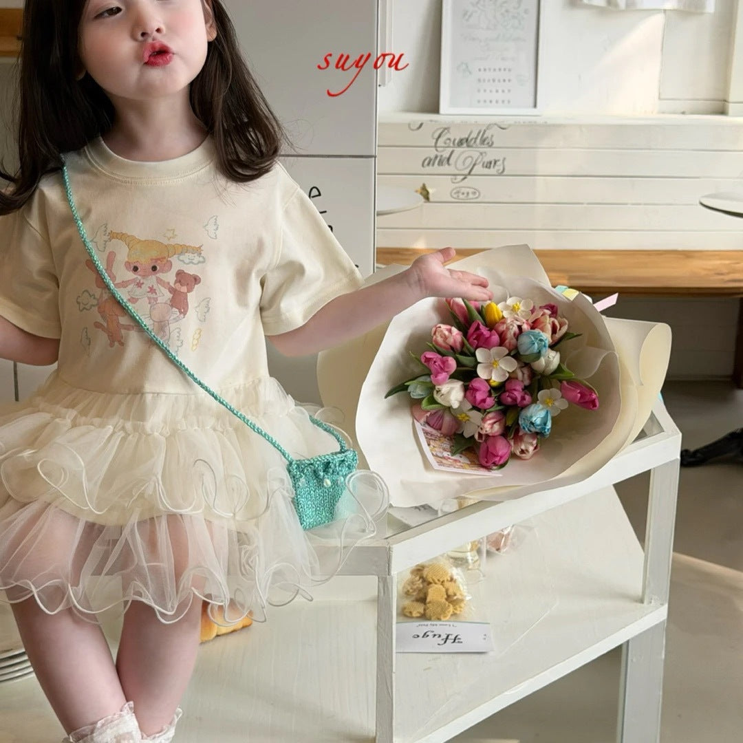 Children's Summer Korean Cute Cartoon Iti T-shirt Children's Dress