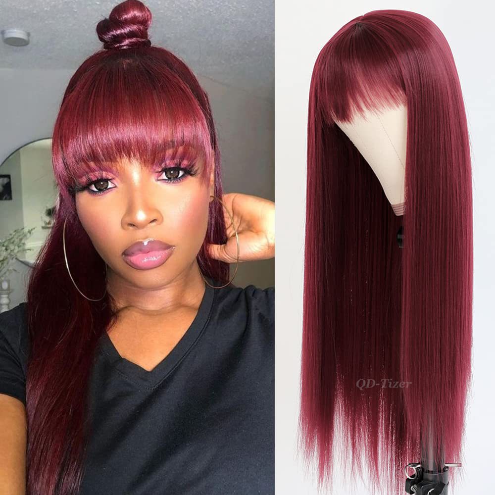 Women's Colorful Bangs Hair Synthetic Wigs Long Straight Wig