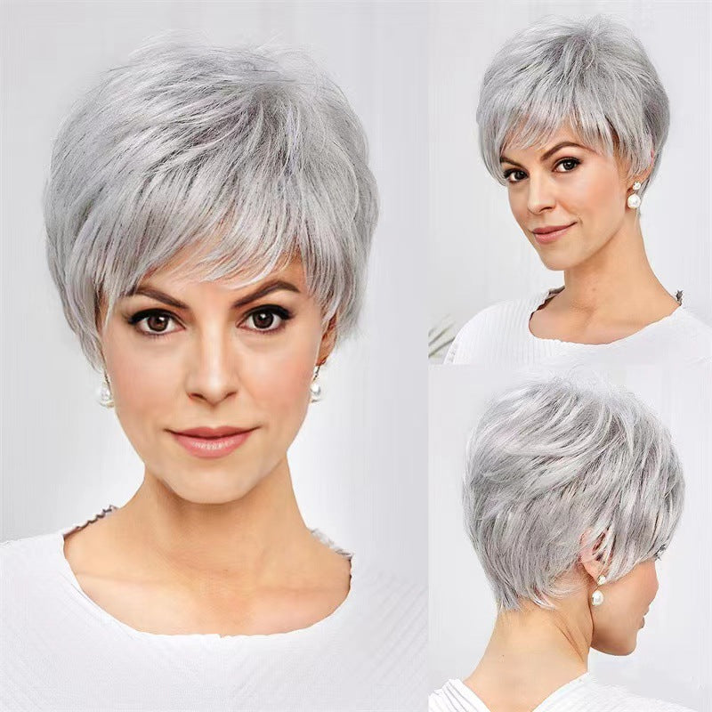Women's Hood Mechanism Chemical Fiber Temperament Side Wig Short Curly Hair