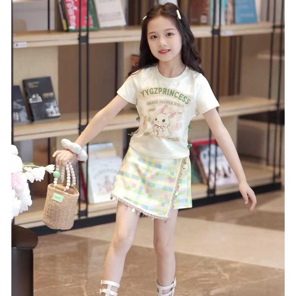 Children's Summer Korean Cartoon Short Sleeve T-shirt Children's Suit