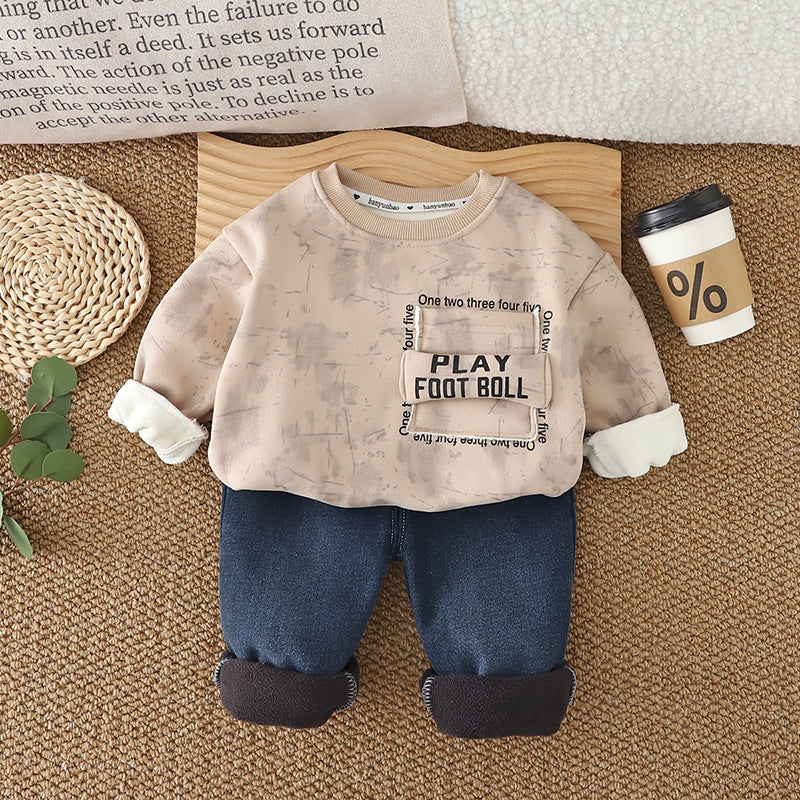 Children's Fleece Thermal Hoodie Fashionable Clothes Leisure Children's Suit