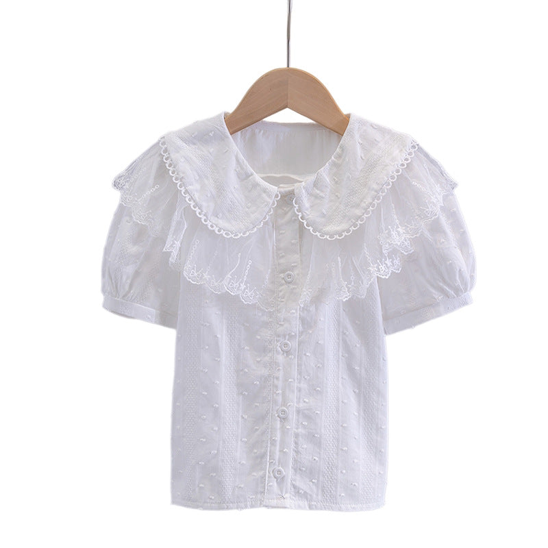 Lace White Long Sleeve Business Attire Western Children's Shirt