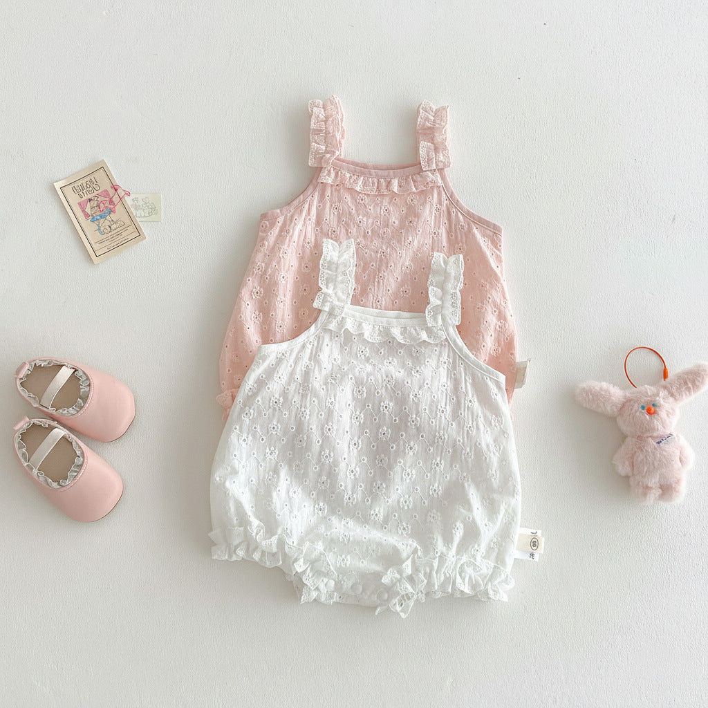 Korean Style Cute Western Lace Sling Romper Jumpsuit, Climbing Suit