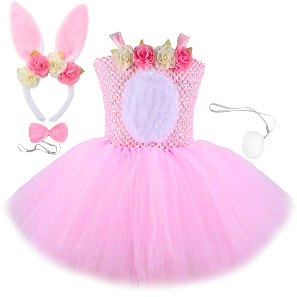 Children's Easter Bunny Skirt Mesh Bubble Princess Children's Dress