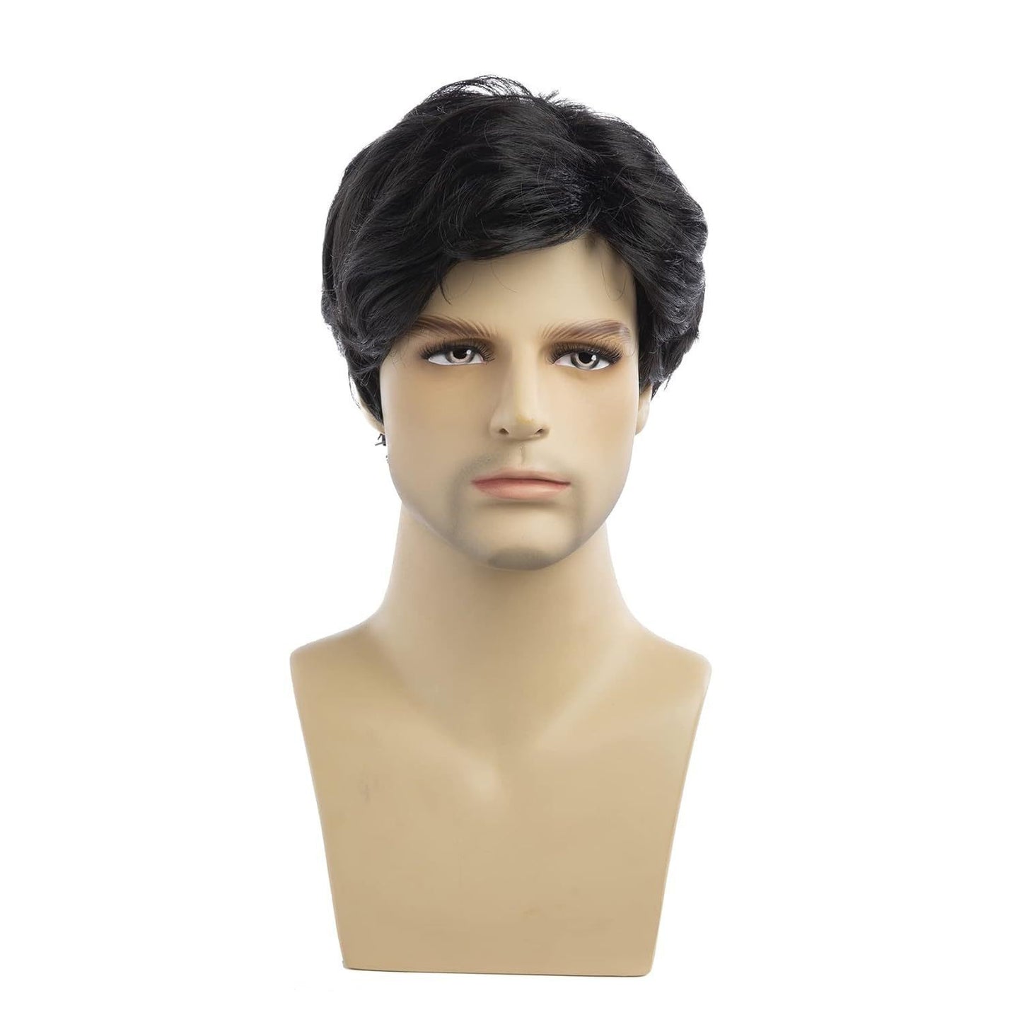 Men's Short Hair Curly Head Cover Fiber Rose Net Granny Men's Wig