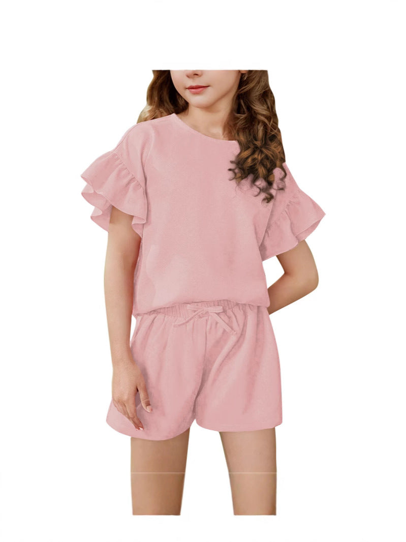 Summer Thin Solid Color Casual Sports Children's Suit