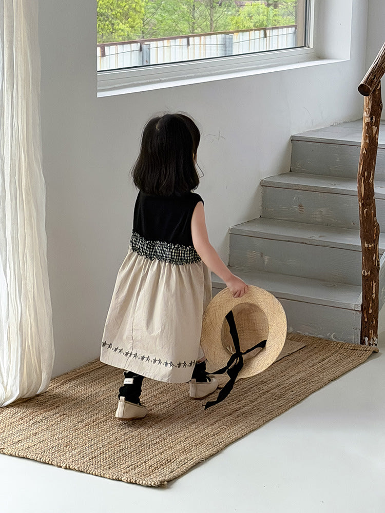 Children's Summer Korean Style Color Matching Vest Skirt Children's Dress