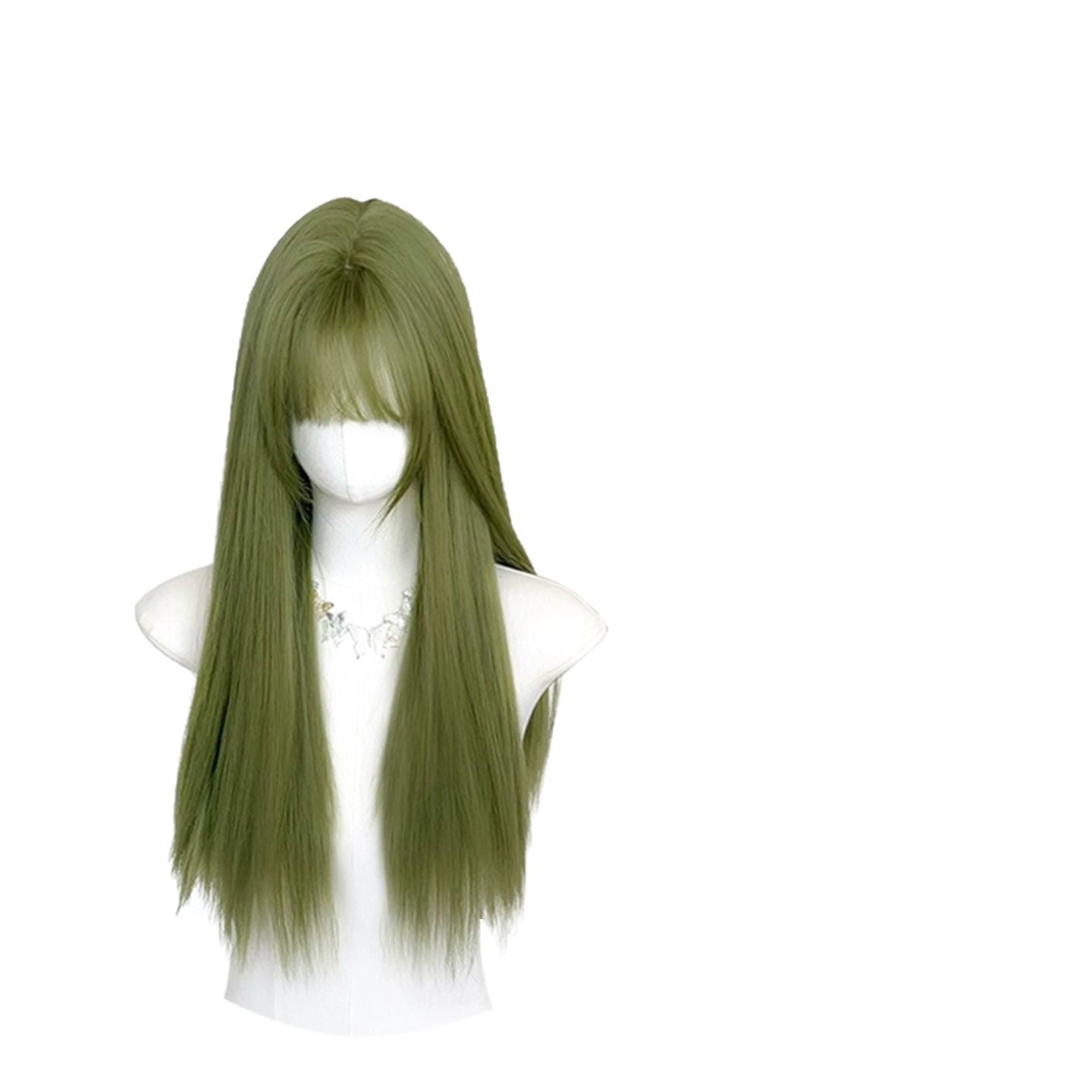 Ju Green Female Hair White Air Bangs Long Straight Wig