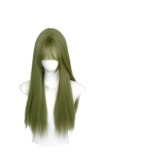 Ju Green Female Hair White Air Bangs Long Straight Wig