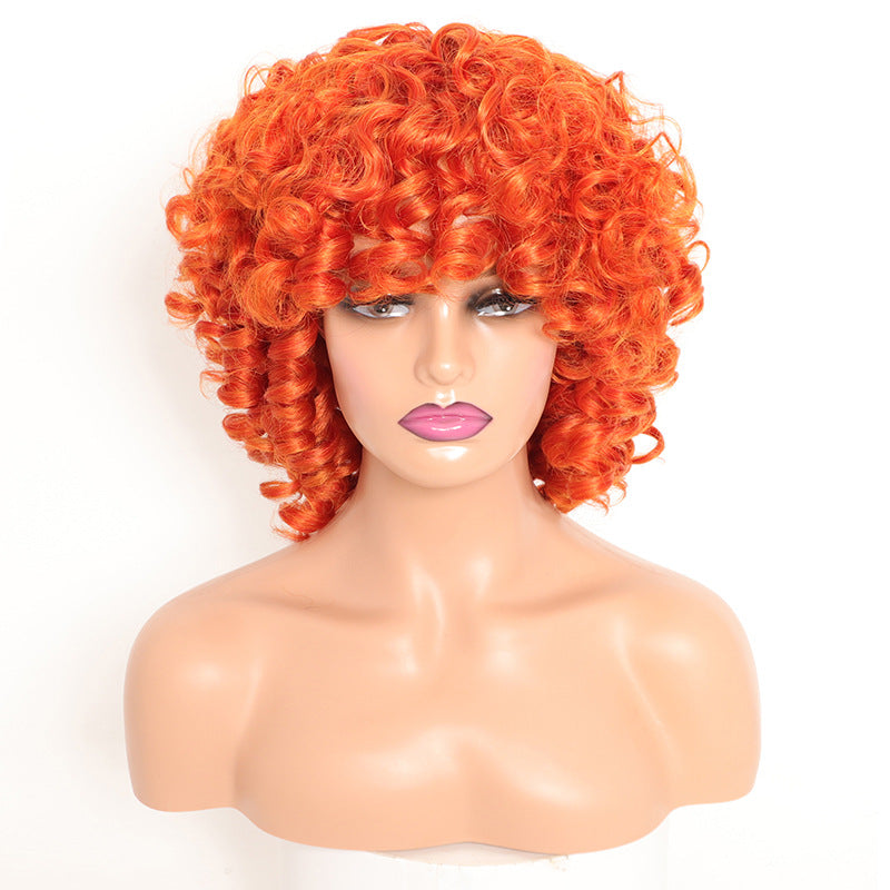 Chemical Fiber With Bangs Volume Nigeria Wig Short Curly Hair