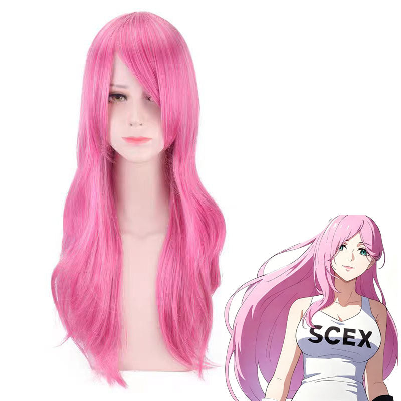Bones Knife He Pink Side Bangs Long Straight Cos Wig