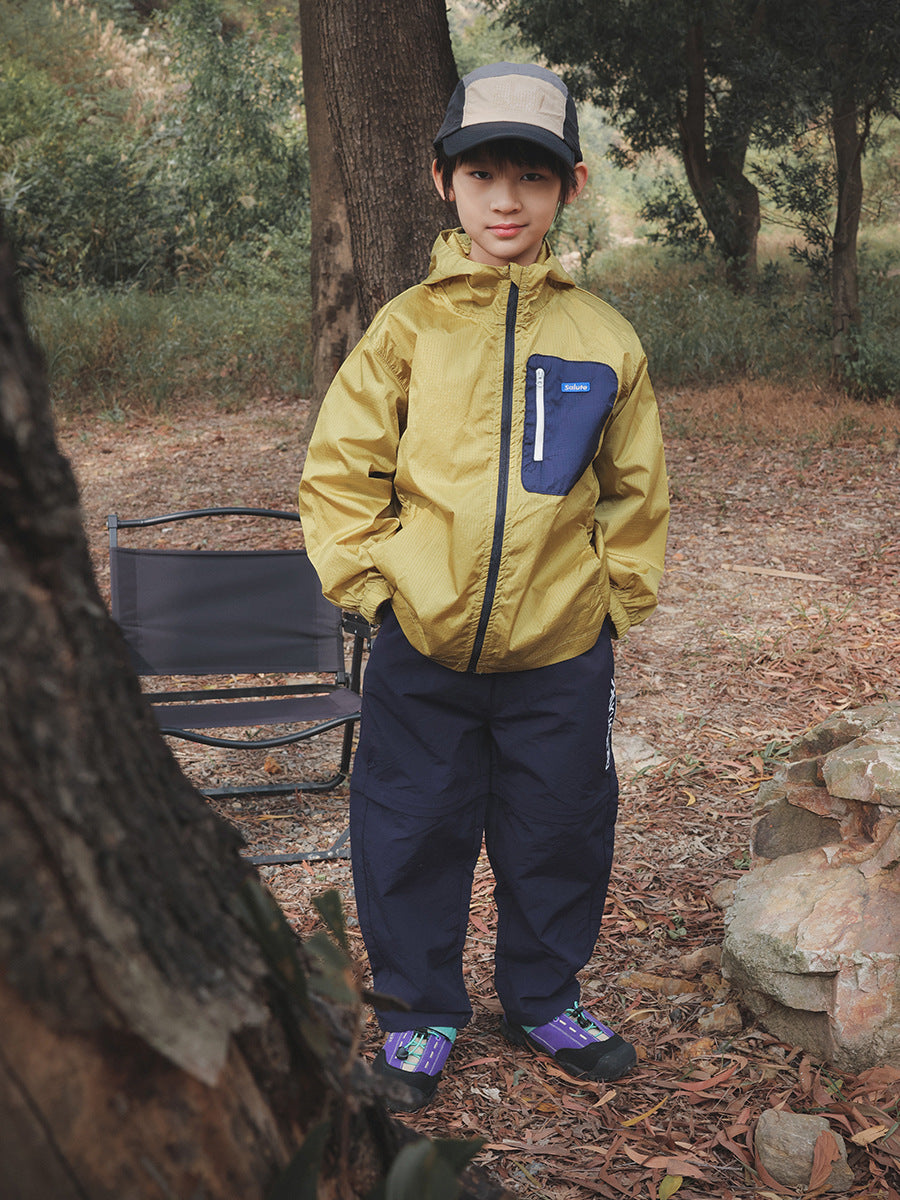 Children's Fold Detachable Overalls Spring Waterproof Trousers Outdoor Children's Pants