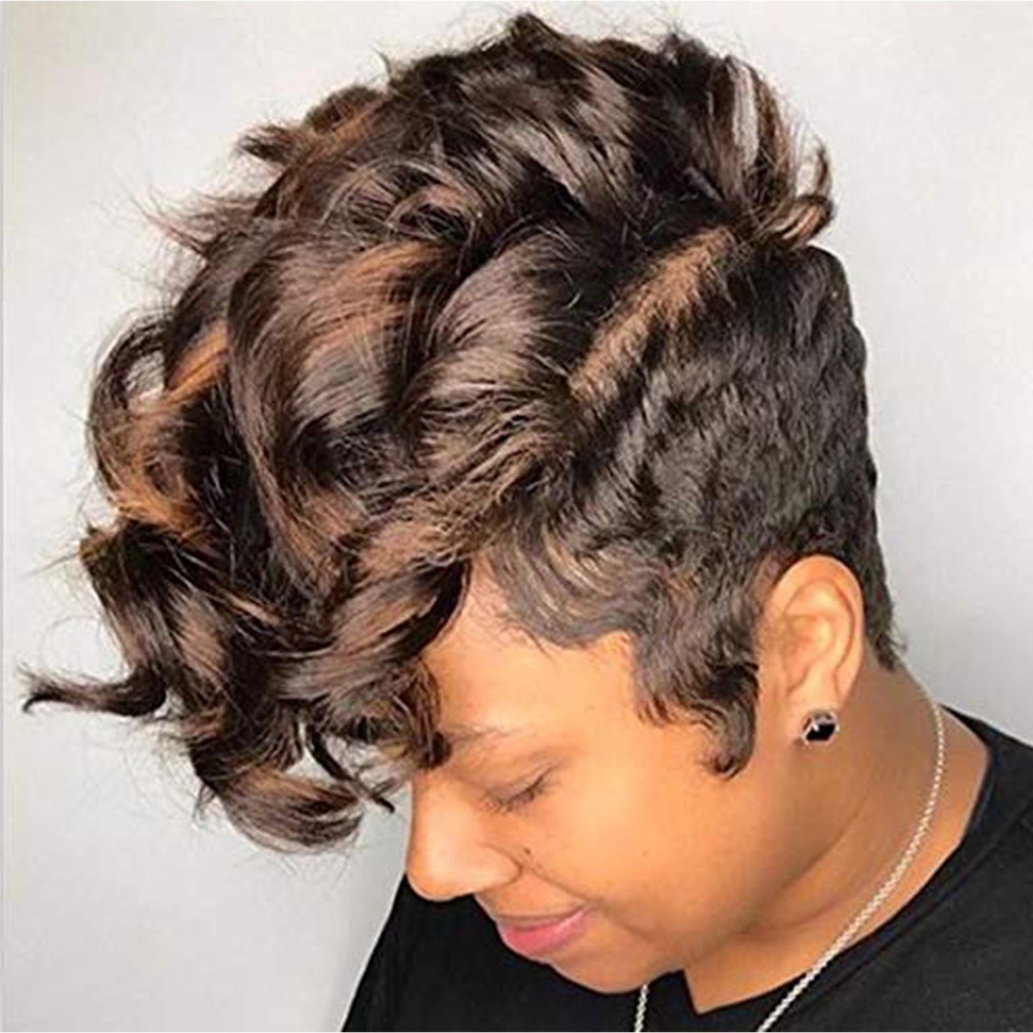 Elegant Versatile Cool Fiber Chemical Hood Wig Short Curly Hair