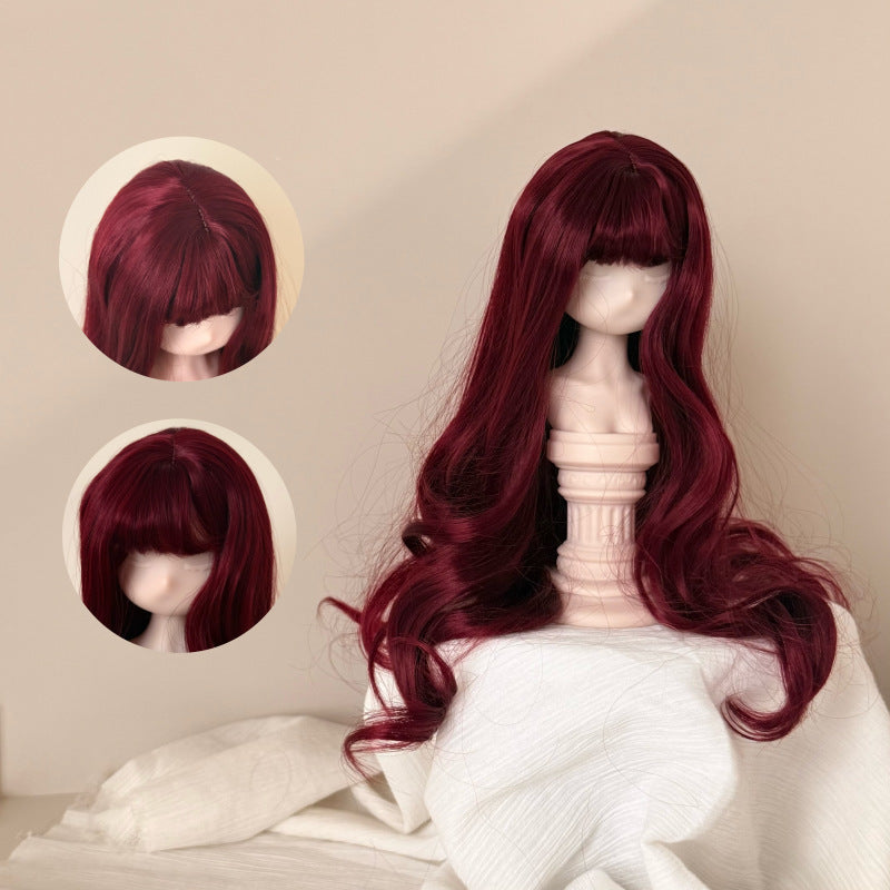 Silk Straight Bangs Long Curly Hair Dress Up Cos Wig